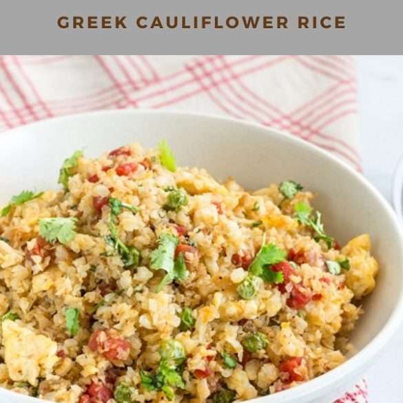 Instant pot keto Greek cauliflower rice. This easy  Greek cauliflower rice is a low-carb and low-calorie keto-friendly dish! It's super quick and filling, making it the perfect weeknight meal. #pressurecooker #instantpot #vegetarian #vegan #healthy #keto #dinner #homemade #lowcarb #glutenfree