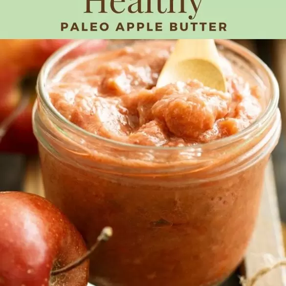 slow-cooker-paleo-apple-butter Whip up a delicious, healthy, and nutritious batch of slow cooker paleo apple butter in minutes! No preservatives and no added sugar. #slowcooker #crockp[ot #healthy #nutritious #paleo #diet #vegan #vegetarian #homemade