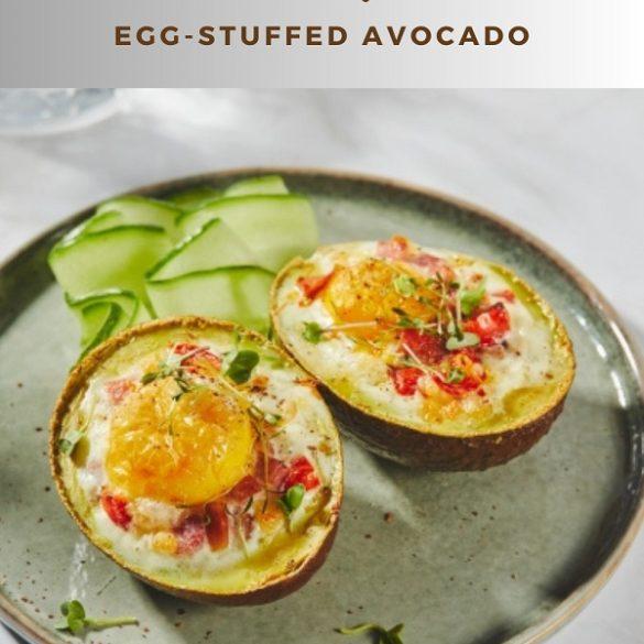 Air Fryer keto egg-stuffed avocado. Achieve a deliciously crispy snack with this egg-stuffed avocado recipe. Perfect for low-carb dieters, this recipe is fast, easy, and sure to curb your cravings! #airfryer #keto #healthy #easy #lowcarb #homemade