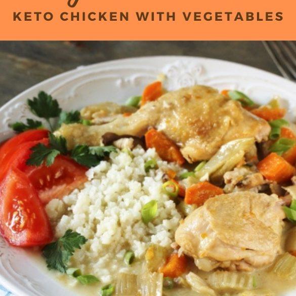 Slow Cooker keto chicken with vegetables. Looking for a delicious and healthy meal that requires minimal effort? Look no further! In this post, I introduce you to the mouthwatering Slow Cooker Keto Whole Chicken Recipe. #slowcooker #crockpot #keto #chicken #recipes #lowcarb #vegetables