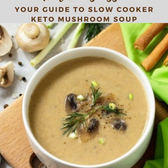 Slow cooker keto mushroom soup. This roasted mushroom soup is flavorful and easy to make. You can make it in your slow cooker so the flavors have time to develop. #slowcooker #crockpot #diet #keto #vegan #vegetarian #dinner #healthy