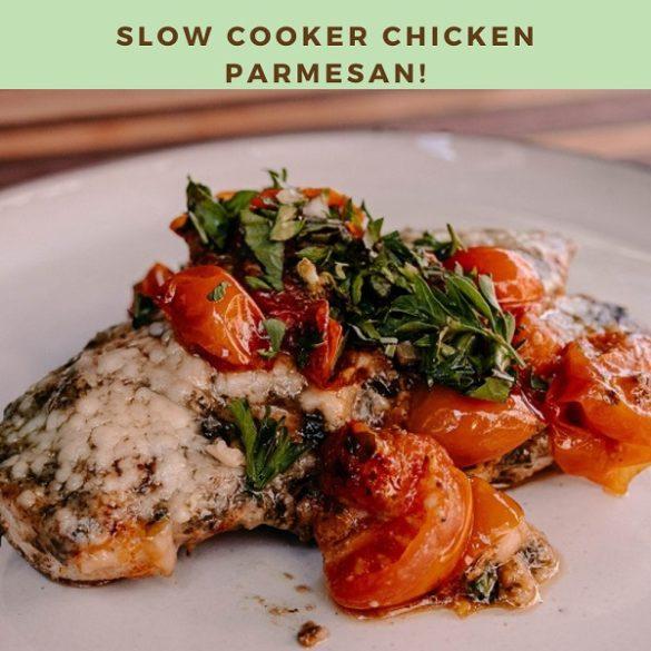 Slow cooker paleo chicken Parmesan. Enjoy healthy eating with delicious results - try this Paleo Chicken Parmesan today! #slowcooker #crockpot #paleo #diet #healthy #chicken #recipes #food